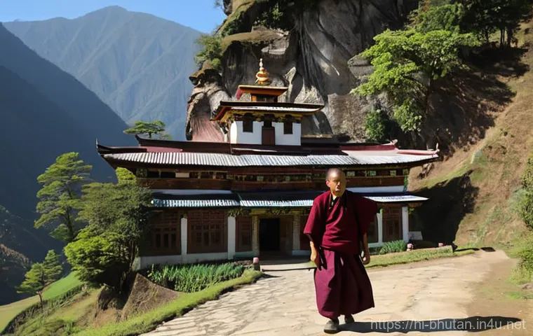 부탄 여행 중 주의할 교통 규칙 - **Prompt 2: Respectful Journey on Bhutan's Mountain Roads**
    "A serene and majestic view of a win...