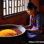 Home 14 부탄 관광객을 위한 전통 음식 체험 프로그램 - **Prompt 1: A Traditional Bhutanese Culinary Scene**
A full-shot image capturing a Bhutanese wom...