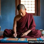 Home 18 부탄과 관련된 미술 작품 - **Prompt:** A serene, ultra-detailed shot of a dedicated Bhutanese artist in traditional Gho attire,...