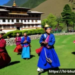 Home 22 부탄의 봄철 축제와 꽃놀이 - A vibrant spring festival scene in Bhutan showcasing traditional religious ceremonies: monks and loc...